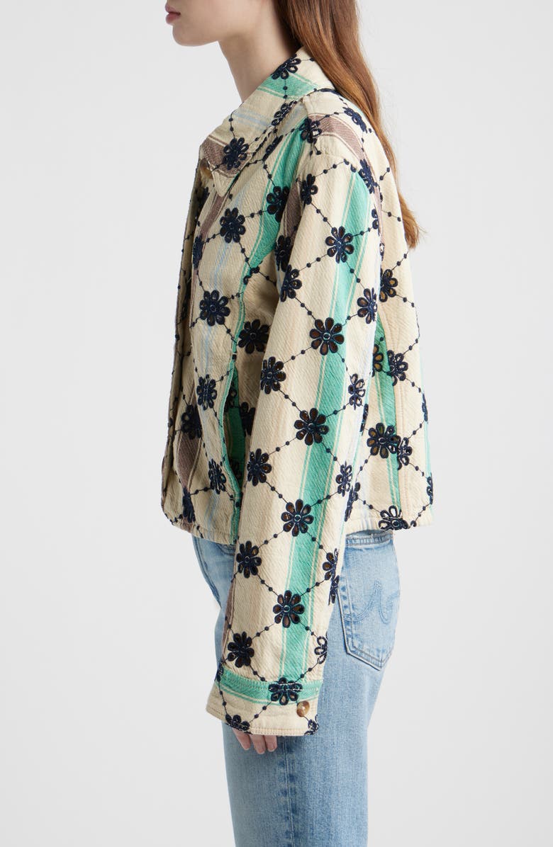 Free People Cassie Mod Stripe Eyelet Cotton Jacket, Alternate, color, Ivory Combo - Stripe