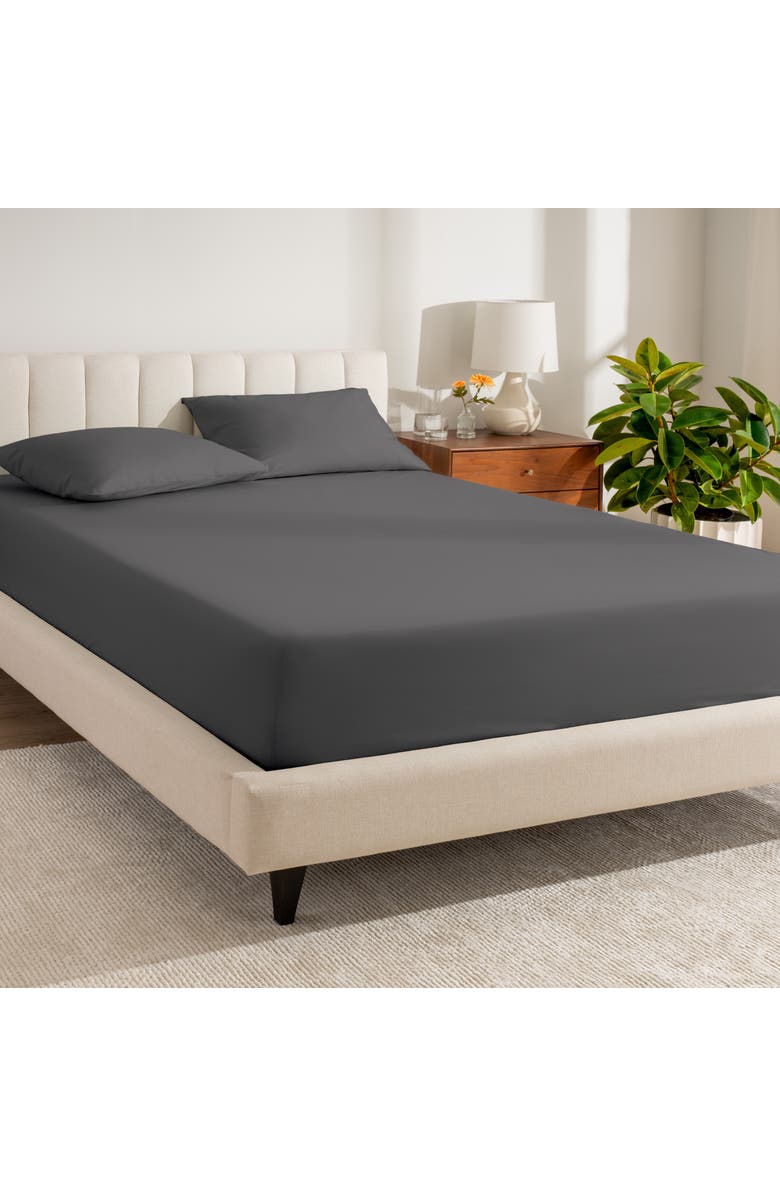 Bare Home 100% Organic Cotton Percale Cooling Fitted Sheet - Full XL, Alternate, color, Grey