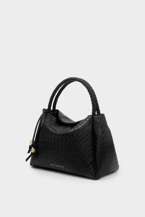 Nova Woven Texture Top Handle Bag in Black