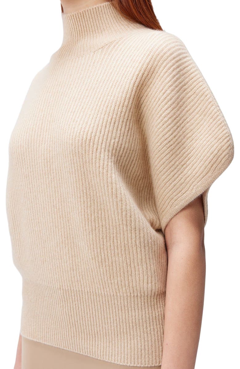 GOBI Mongolian Cashmere Cashmere Short-Sleeve Turtleneck, Alternate, color, Beige