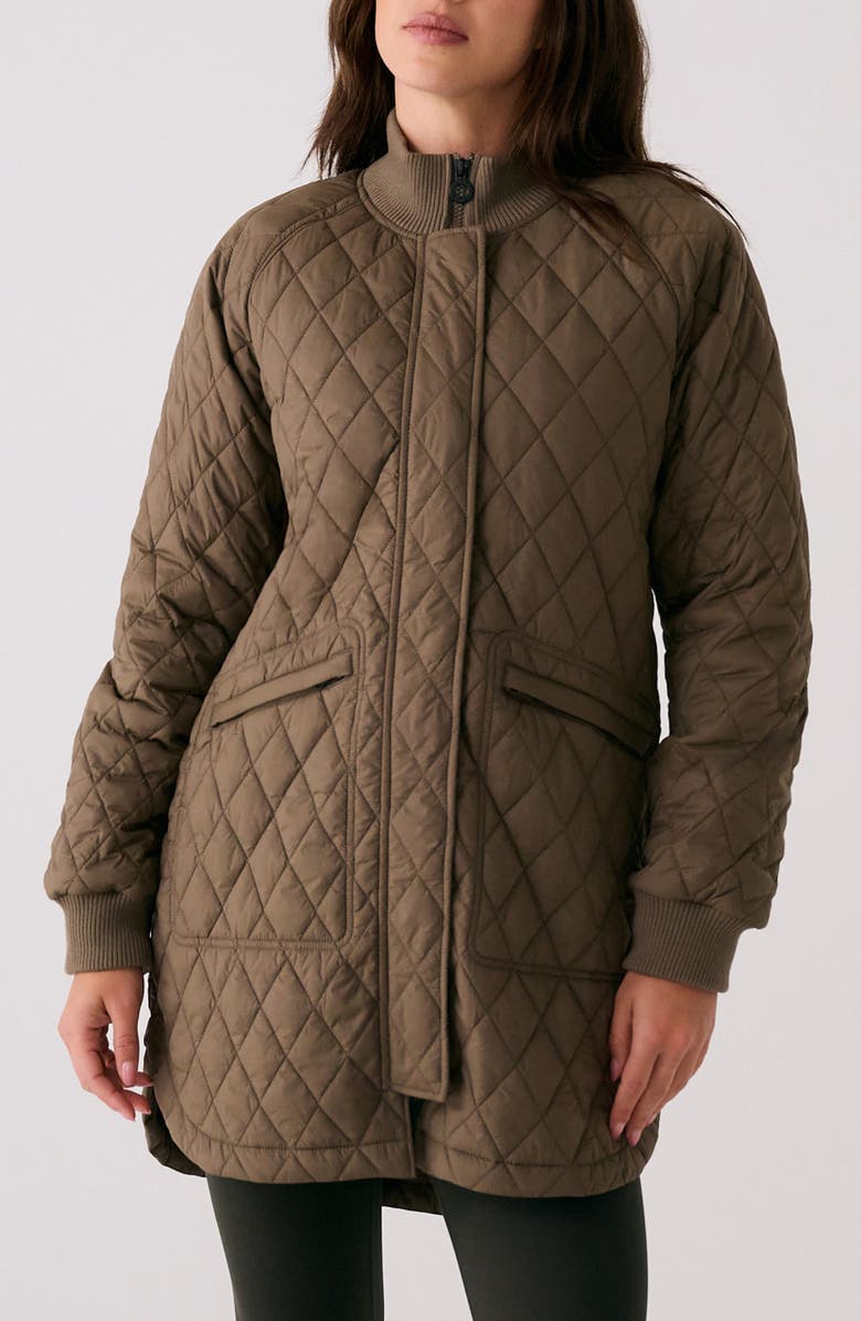 Lole Quilted Water Repellent Nylon Bomber Jacket, Main, color, Mocha
