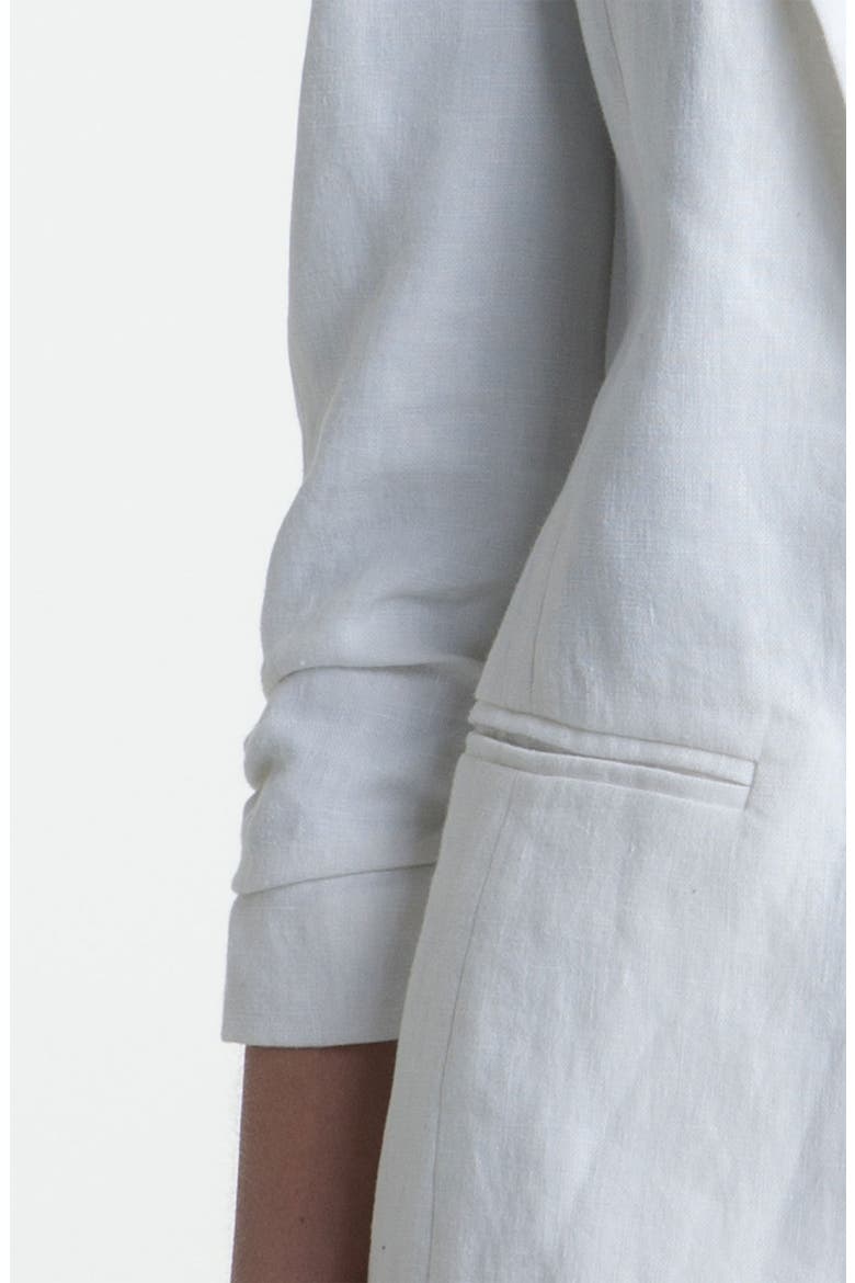 Ruched Sleeve Boyfriend Jacket, Alternate, color, WHITE