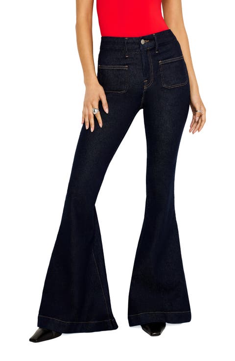 Good Waist Super High Waist Super Flare Jeans (Indigo 716) (Regular & Plus)