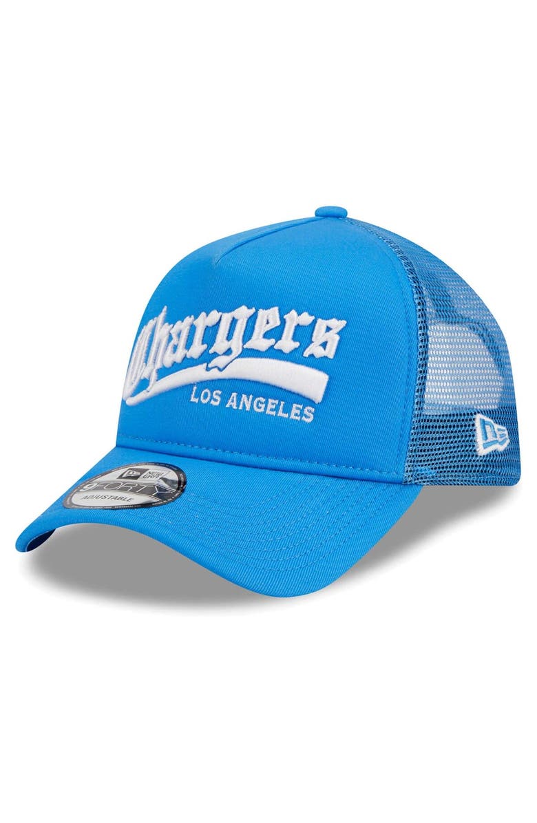 New Era Men's New Era Powder Blue Los Angeles Chargers Caliber Trucker 9FORTY Adjustable Hat, Main, color, Powder Blue