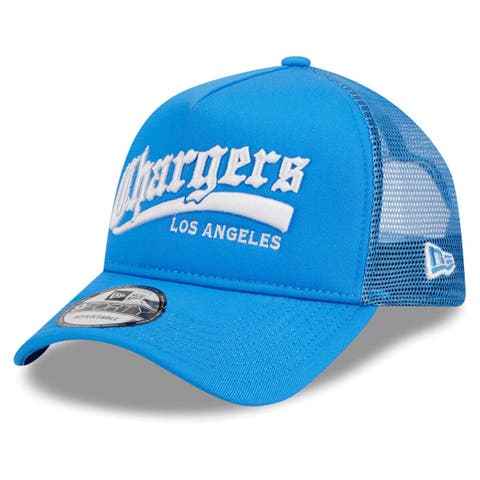 Men's New Era Powder Blue Los Angeles Chargers Caliber Trucker 9FORTY Adjustable Hat
