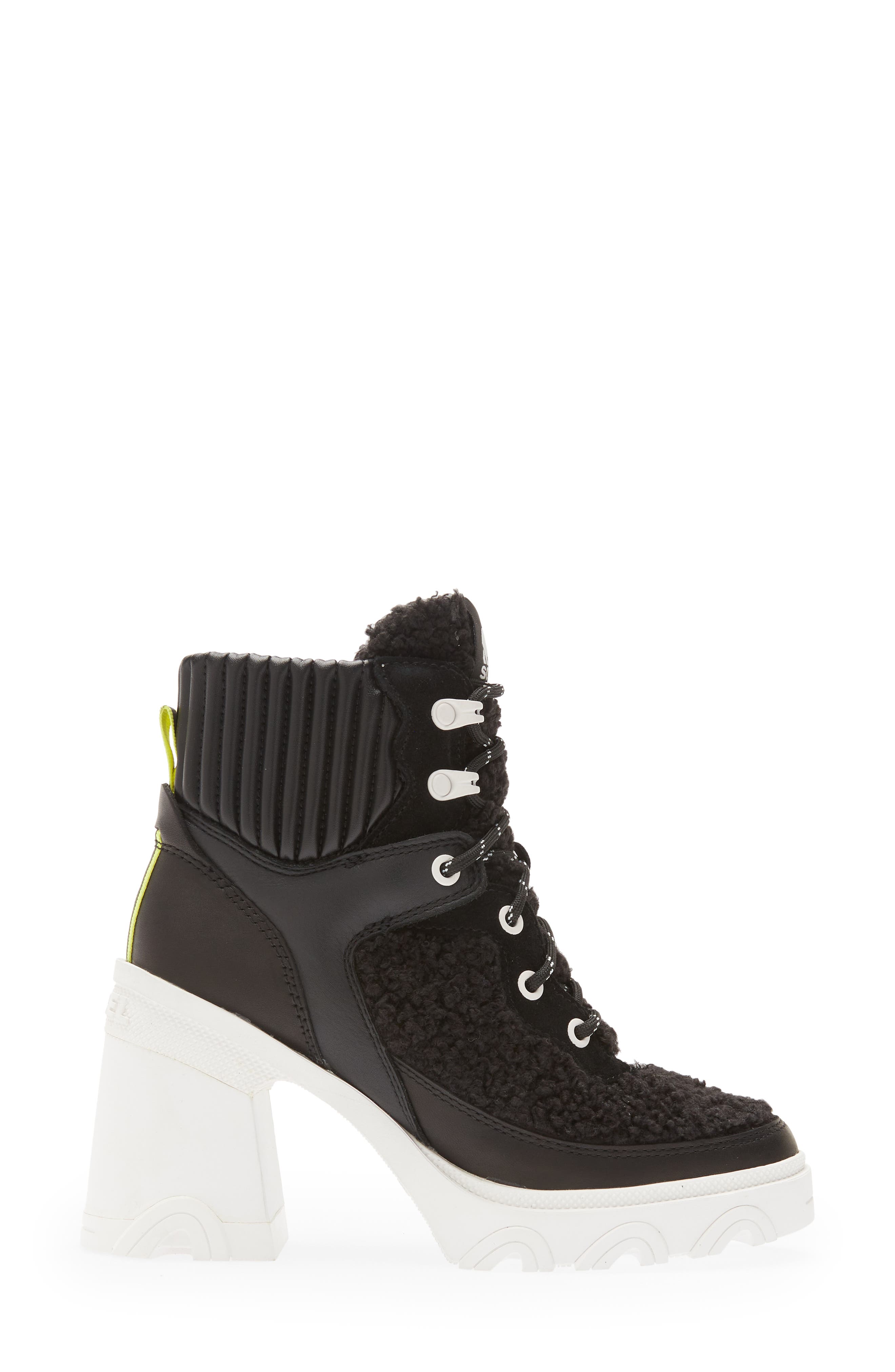SOREL Brex<sup>™</sup> Leather & Faux Shearling Block Heel Lace-Up Bootie, Alternate, color, 