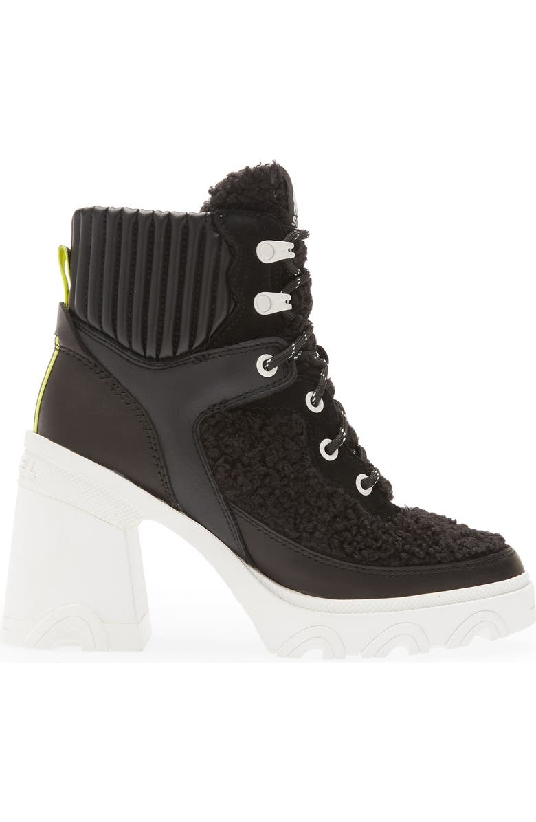 SOREL Brex<sup>™</sup> Leather & Faux Shearling Block Heel Lace-Up Bootie, Alternate, color,
