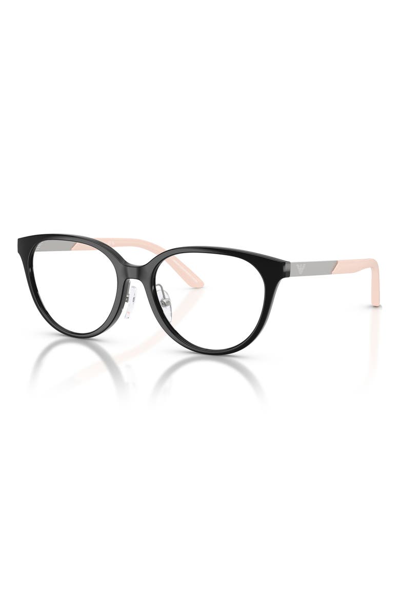 Emporio Armani Kids' 46mm Cat Eye Optical Glasses, Alternate, color, Shiny Black / Demo Lens