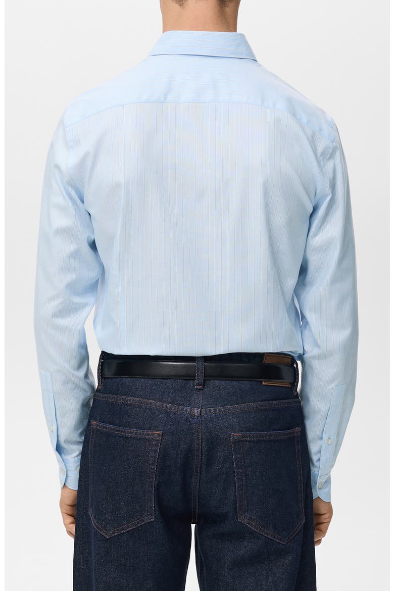 Slim Fit Stripe Cotton Button-Up Shirt, Alternate, color, SKY BLUE