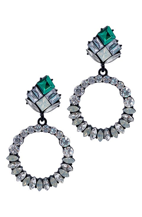 Cubic Zirconia Flower Ring Drop Earrings