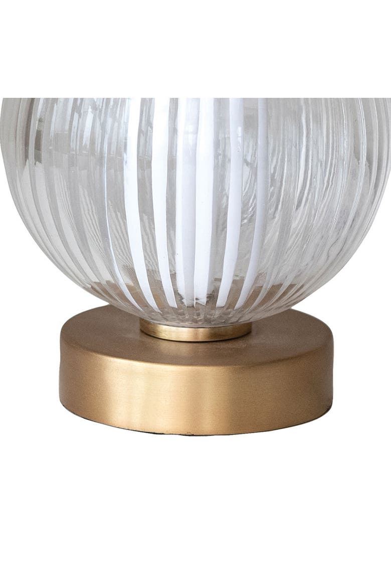 Glass and Metal Pleated LED Table Lamp with Touch Sensor, Alternate, color, Brass