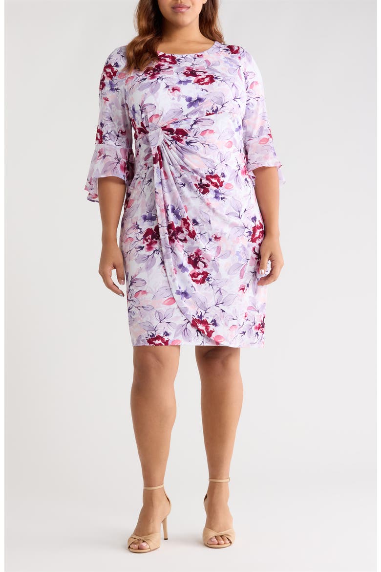 Gathered Long Bell Sleeve Dress, Main, color, LAVENDER
