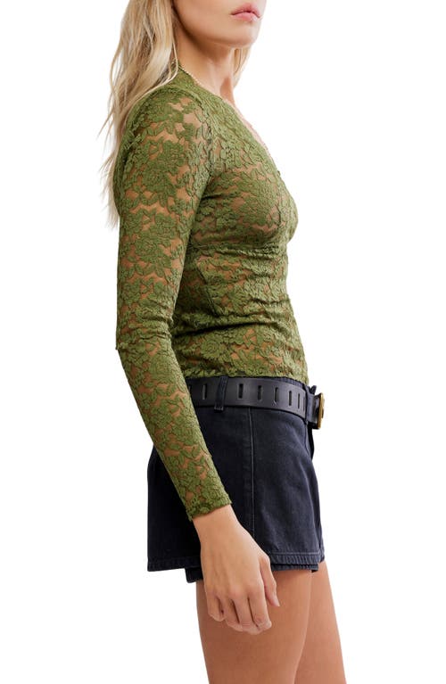 Free People All Day Lace Crop Top In Green
