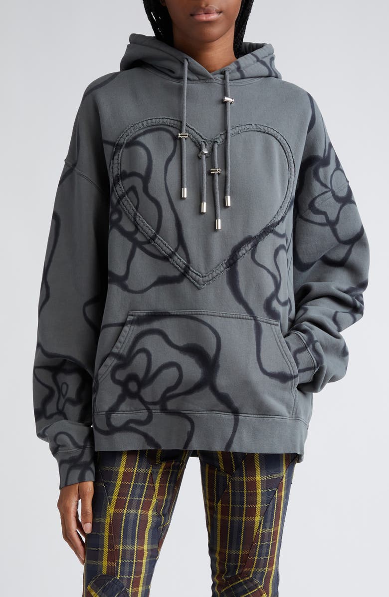 Collina Strada Heart Drawstring Cotton Hoodie, Main, color, 