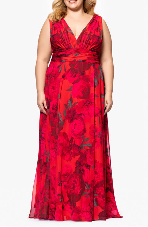 Floral A-Line Gown (Plus)