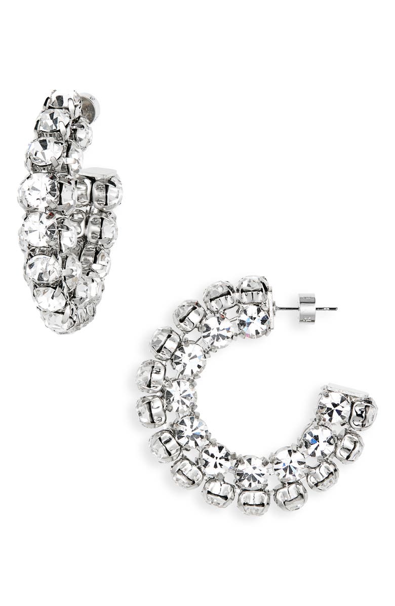 Area Small Crystal Hoop Earrings, Main, color, Silver