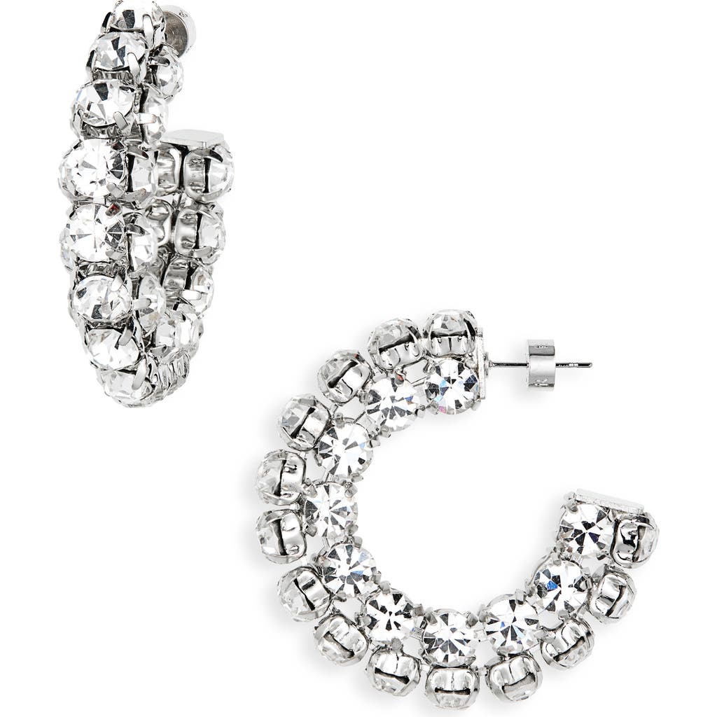 Area Small Crystal Hoop Earrings In Metallic