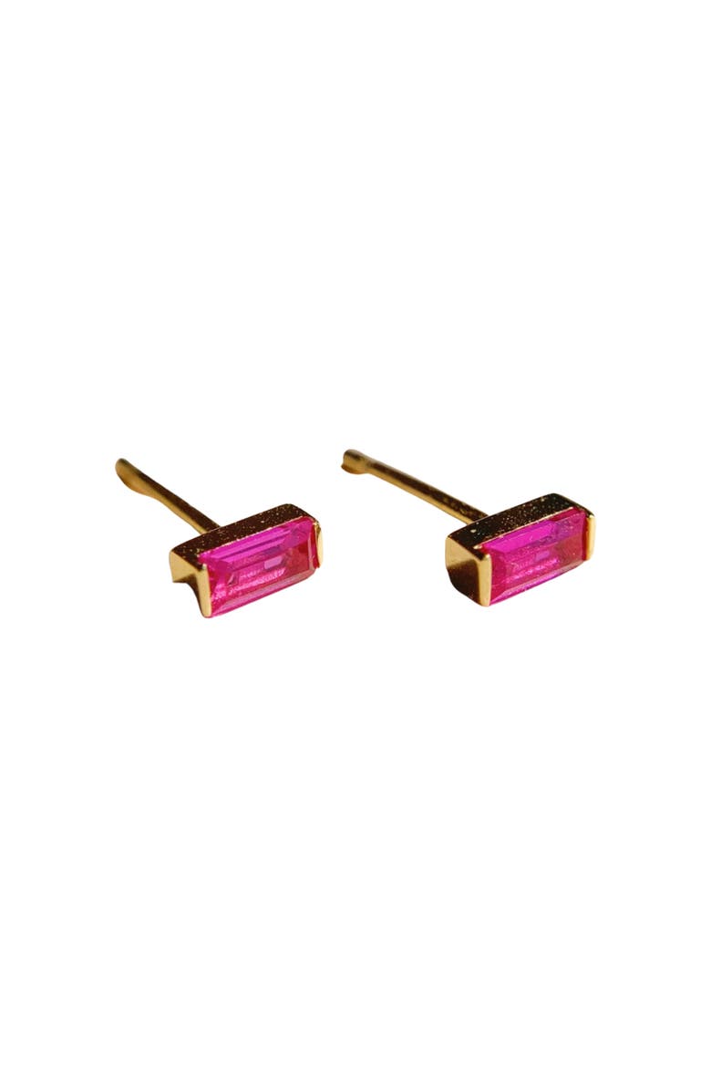 Baguette Stud Earrings, Alternate, color, Bright Pink / Red
