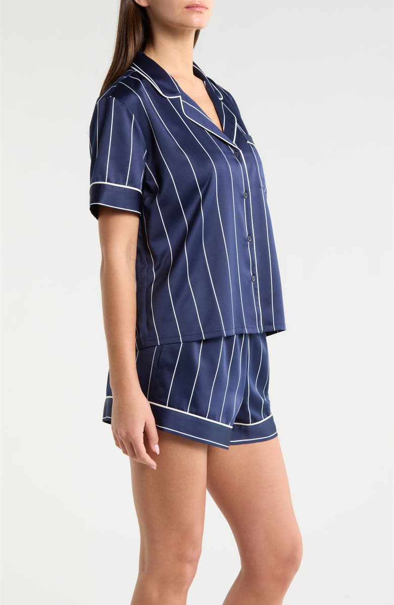 Nordstrom Satin Short Pajamas, Alternate, color, Navy- White Calm Pinstripe