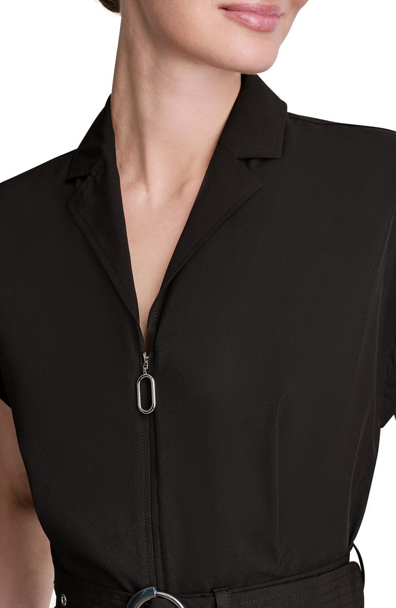 DKNY Belted A-Line Shirtdress, Alternate, color, Black