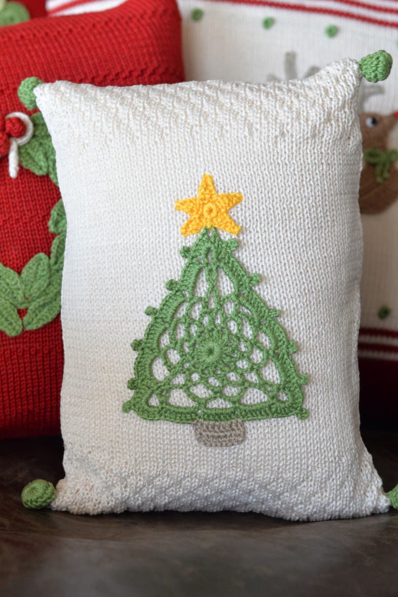 Crochet Tree Mini Pillow, Alternate, color, Ivory
