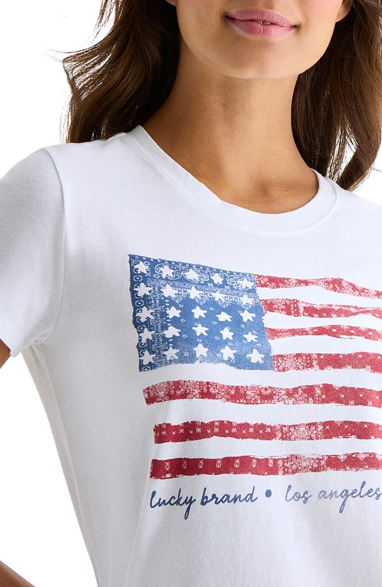 Lucky Brand Bandana Flag Short Sleeve T-Shirt, Alternate, color, Bright White