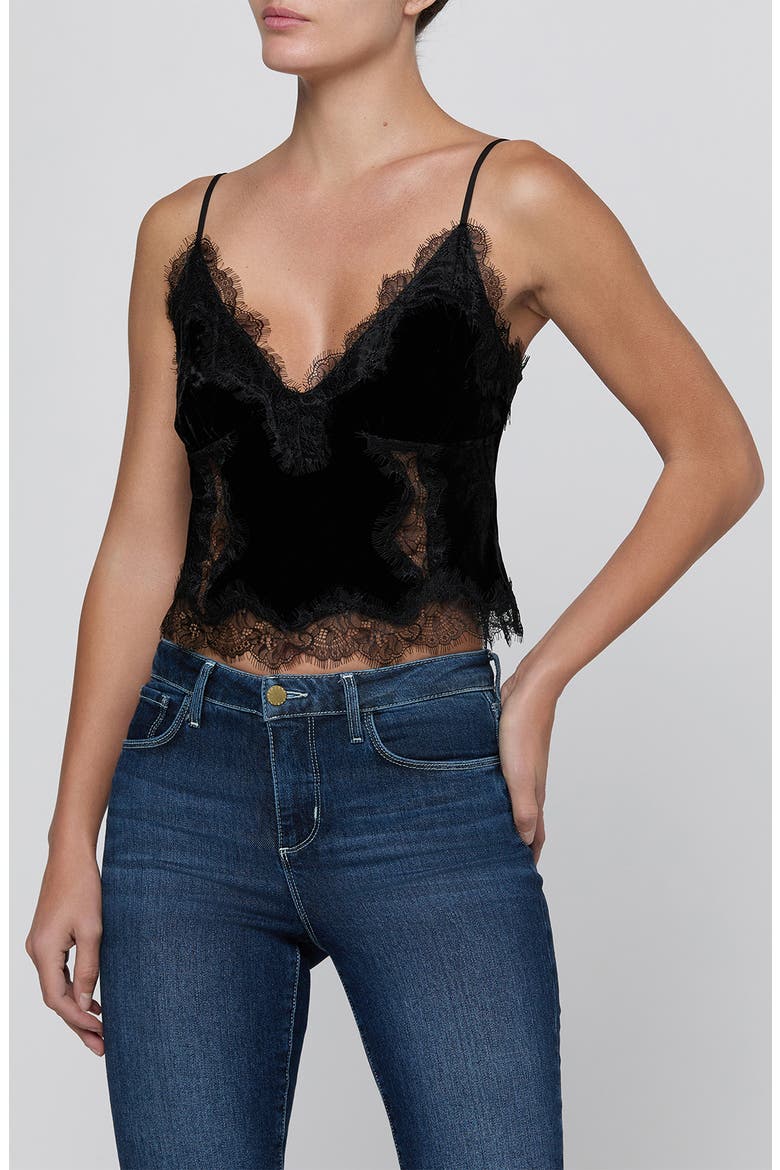Kimber Lace Inset Camisole, Main, color, BLACK