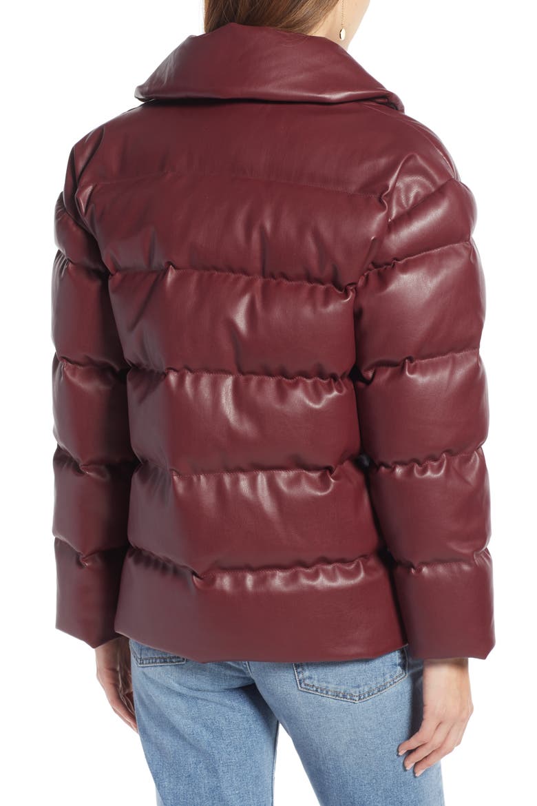 Faux Leather Puffer Coat (Nordstrom Exclusive), Alternate, color, RED TANNIN