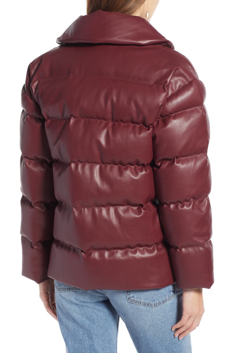 Something Navy Faux Leather Puffer Coat, Alternate, color, 