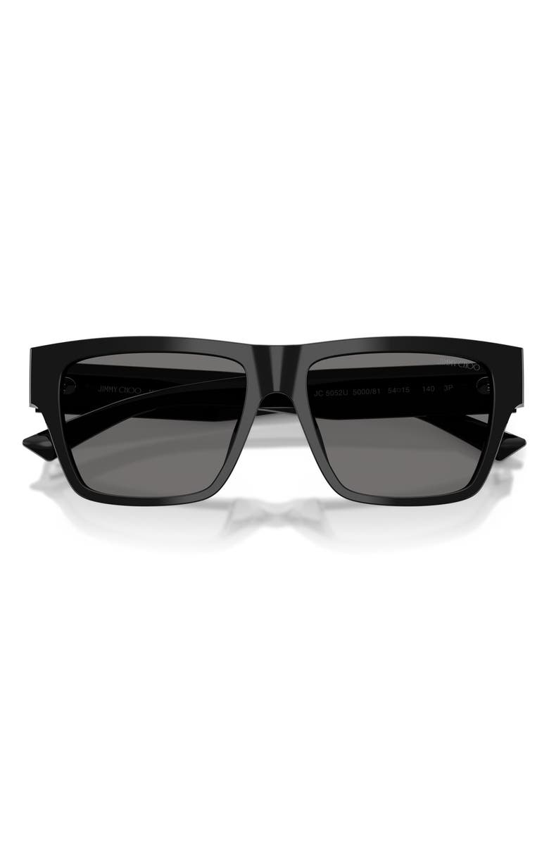 Jimmy Choo 54mm Polarized Rectangular Sunglasses, Alternate, color, Black / Polar Dark Gray