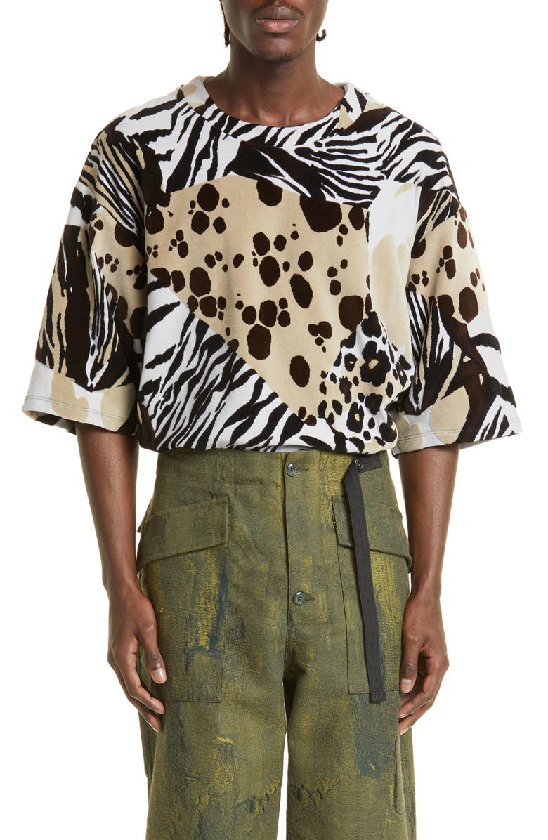 4SDesigns Mixed Animal Print Woven T-Shirt, Main, color, 