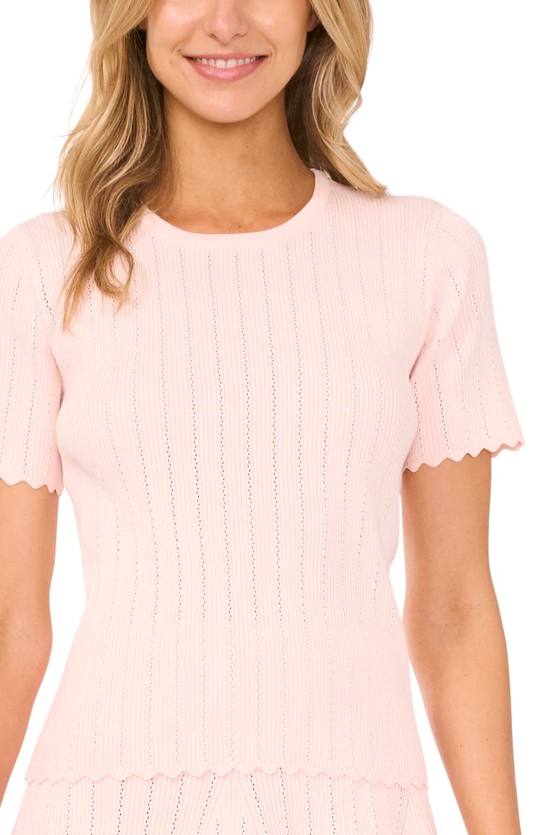 Ted Baker Rib Short Sleeve Sweater, Alternate, color, Pale Pink