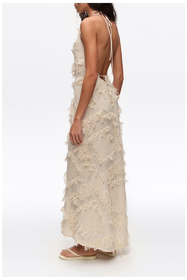 Halter Neck Dress With Fringing, Alternate, color, IVORY