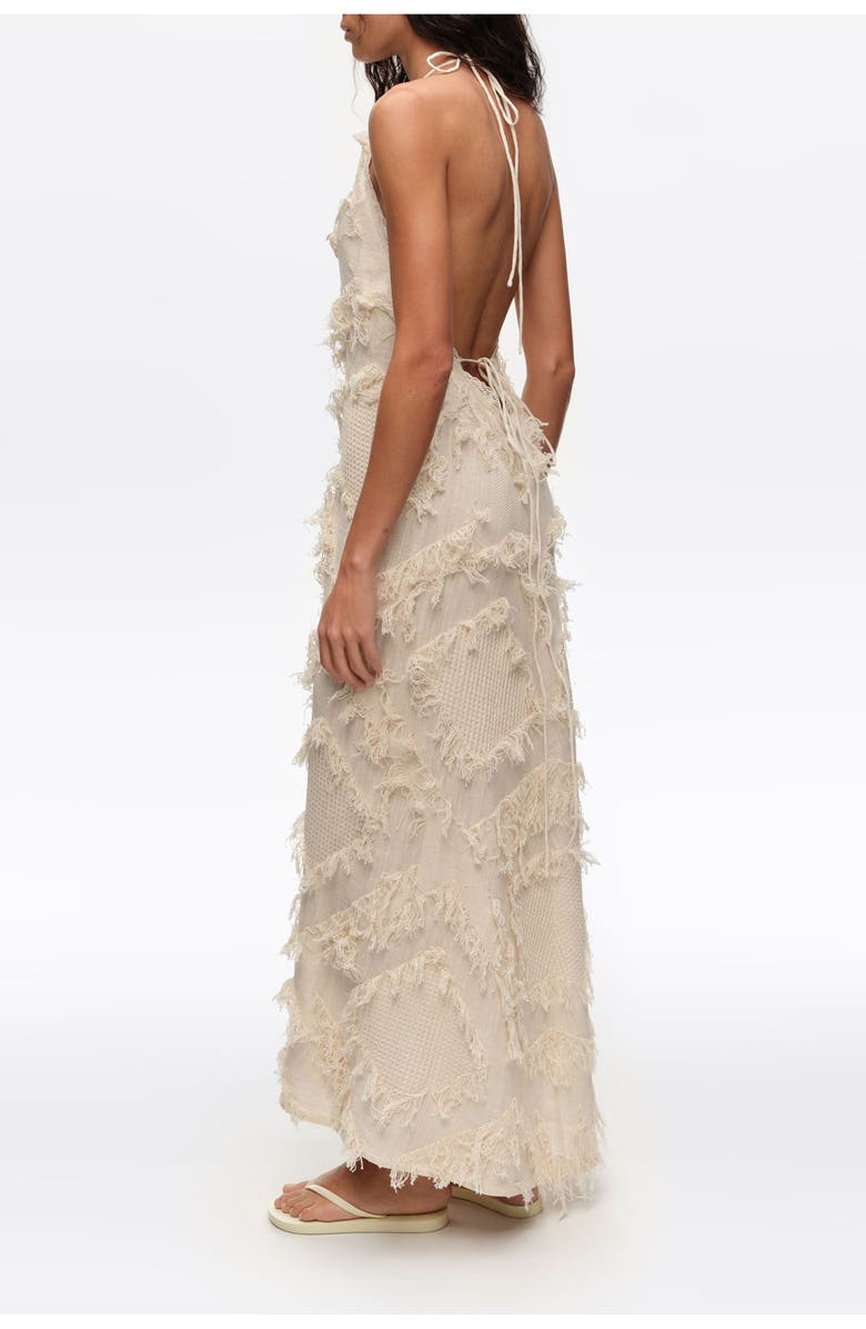Bimba y Lola Halter Neck Dress With Fringing, Alternate, color, Ivory