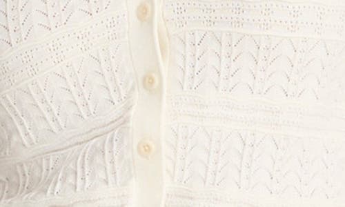 Madewell Pointelle Cotton Blend Cardigan In White