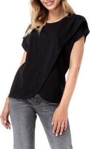 Accouchée Handy Crossover Short Sleeve Cotton Maternity/Nursing Top