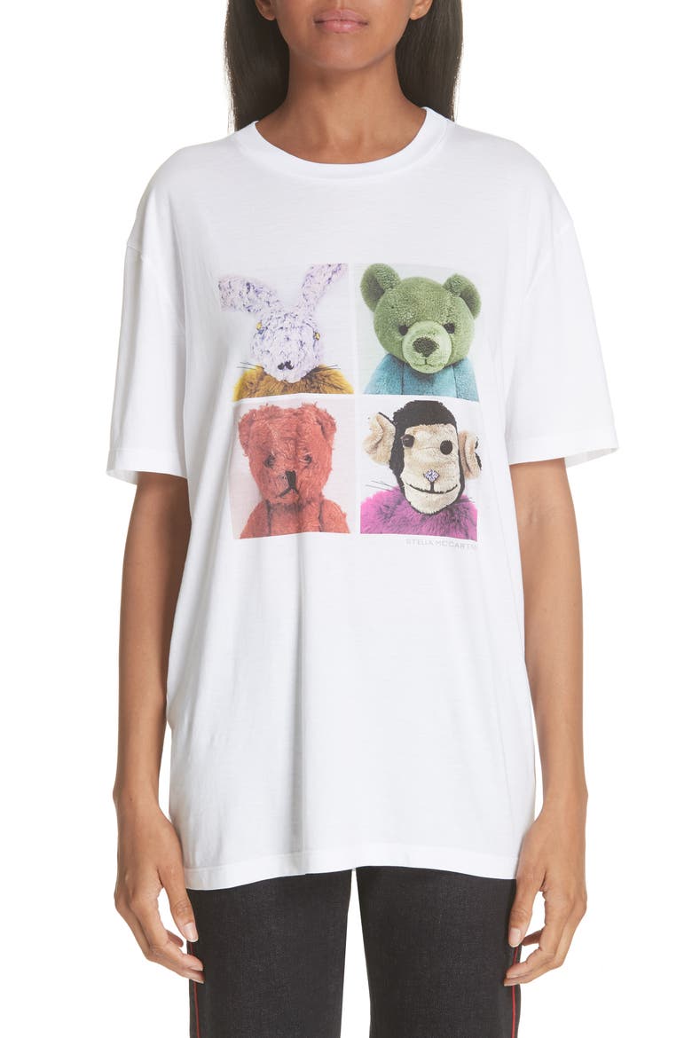 Stuffed Animal Graphic Tee, Main, color, PURE WHITE