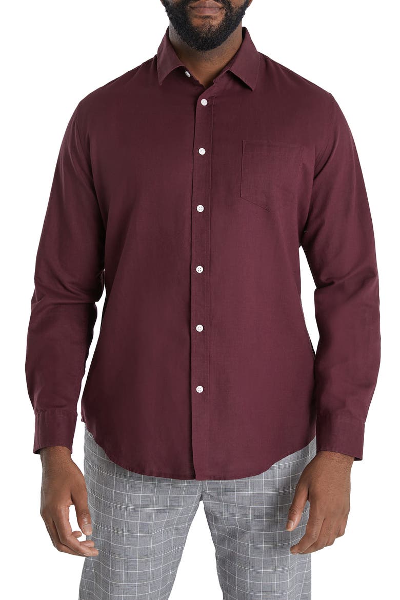Anders Linen Blend Button-Up Shirt, Main, color, MERLOT