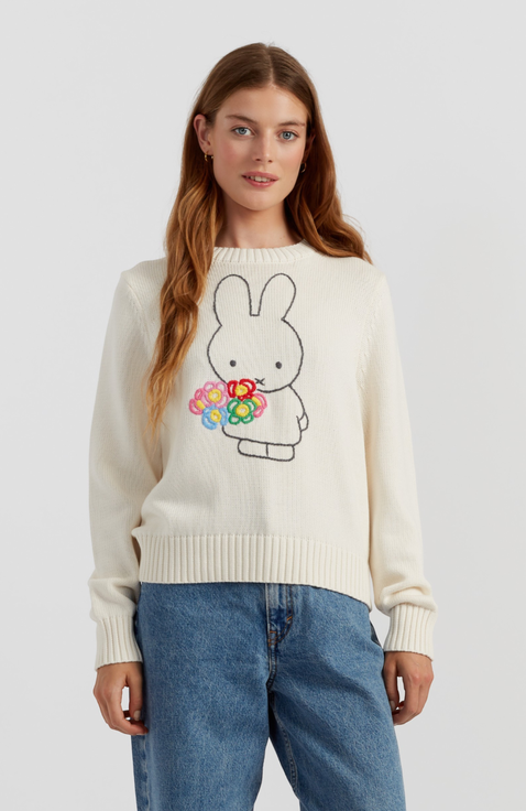 Hand-Embroidered Miffy Cotton Sweater