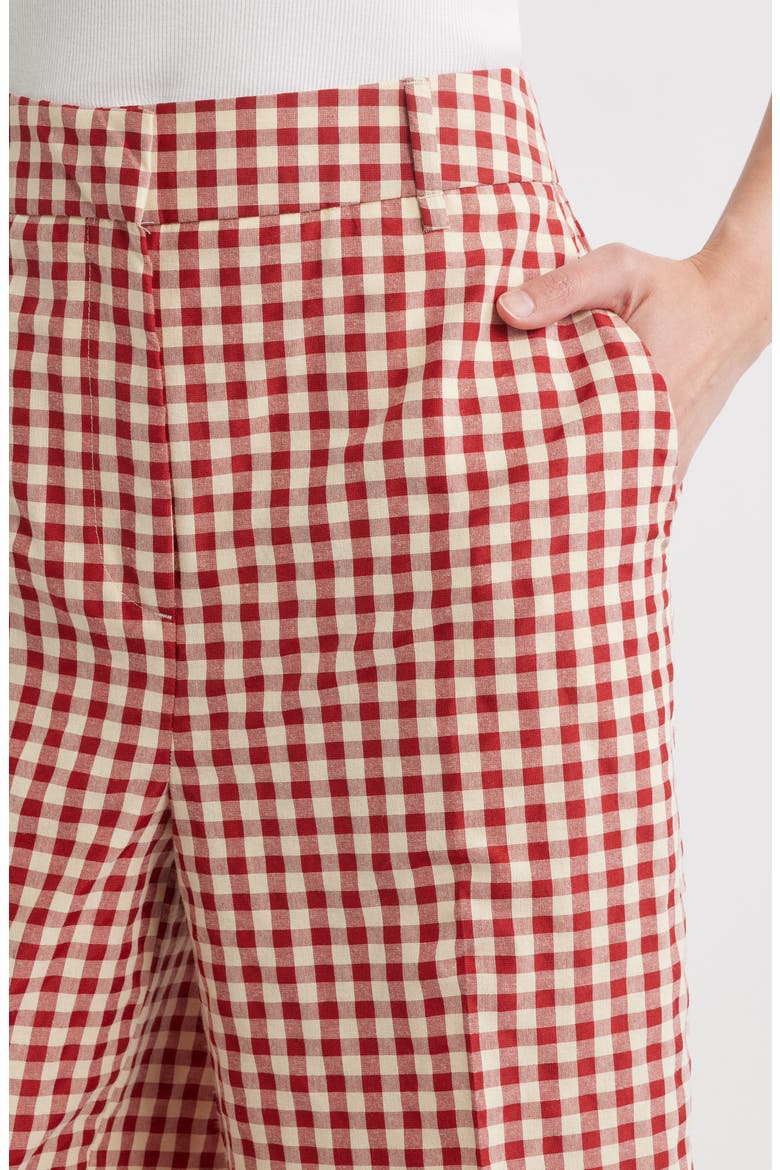 Gingham Relaxed Wide Leg Pants, Alternate, color, RED