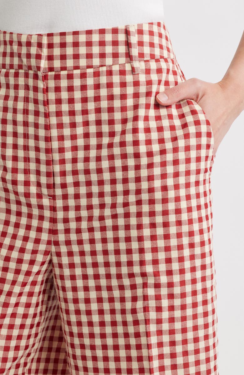 NEXT Gingham Relaxed Wide Leg Pants, Alternate, color, Red