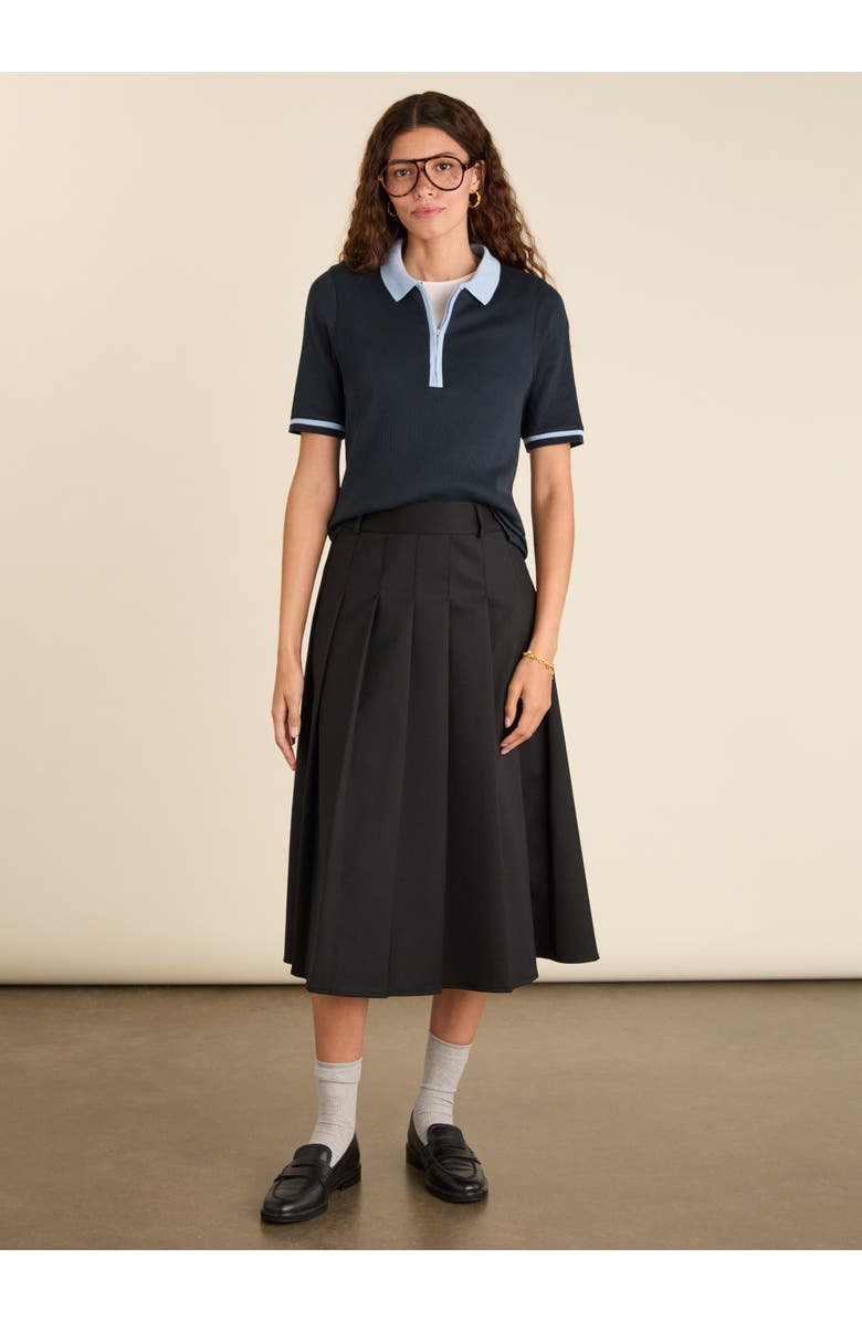 Baukjen Lydia Cotton Rib Zip Collar Top, Alternate, color, Navy & Ice Blue