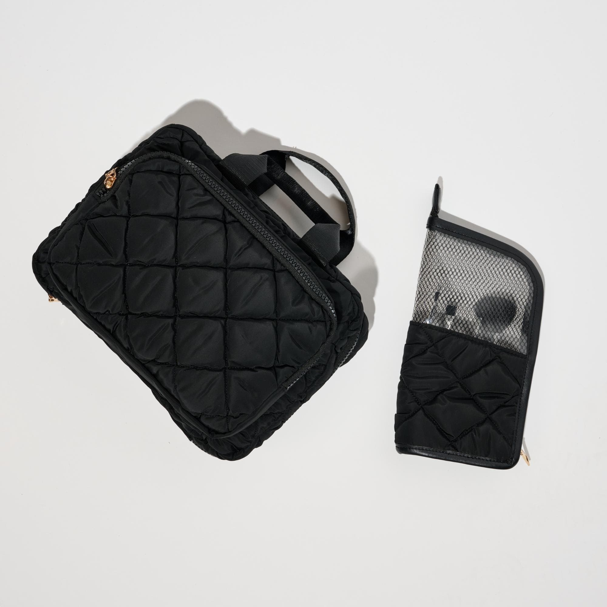 URBAN EXPRESSIONS HANDBAGS Makeup MVP - Quilted Nylon Brush Holder, Alternate, color, Black