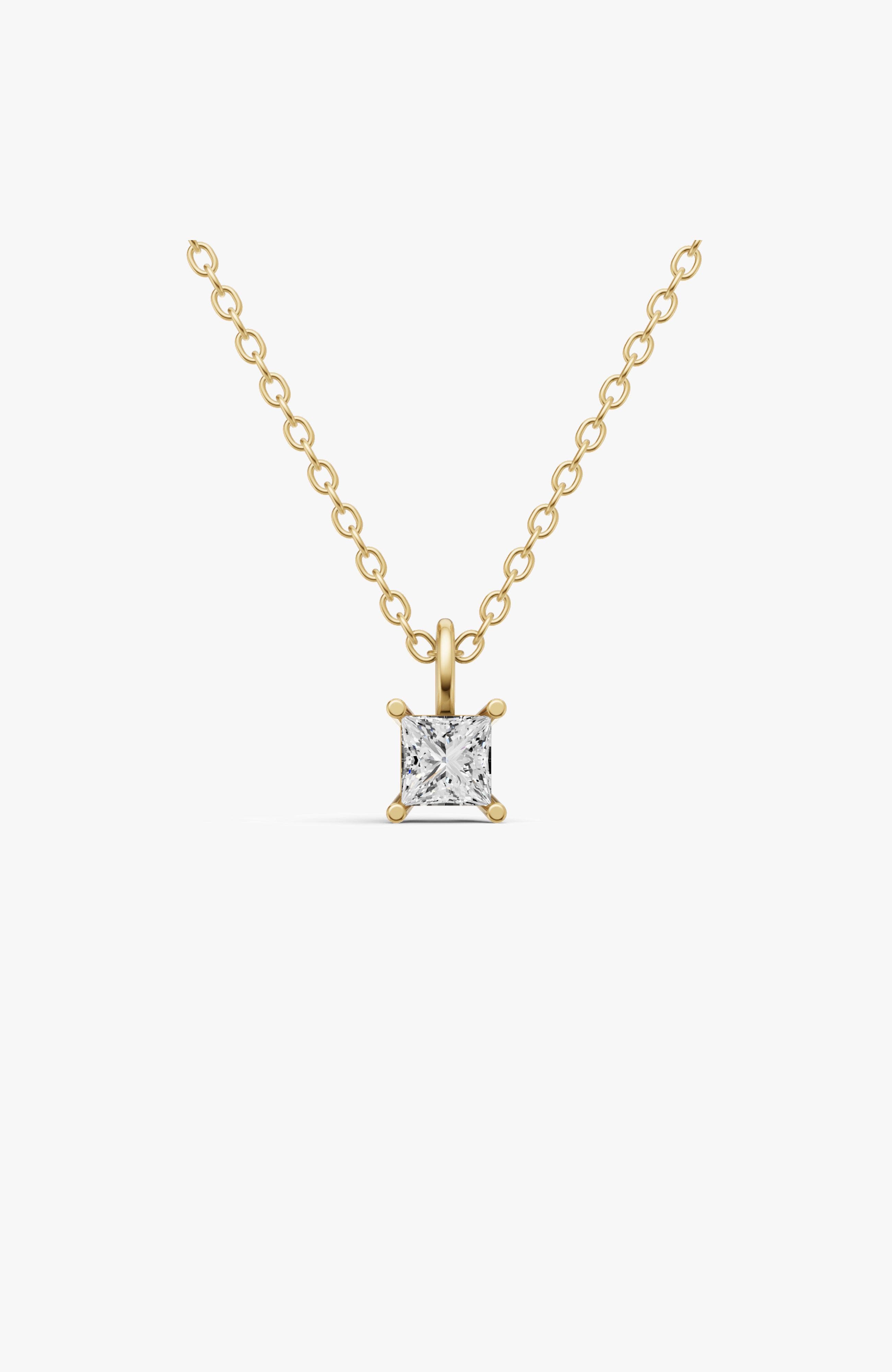 Sereia Official 14k Gold 0.25 Ct Lab Grown Princess Cut Diamond Solitaire Pendant With Bail In Yellow Gold