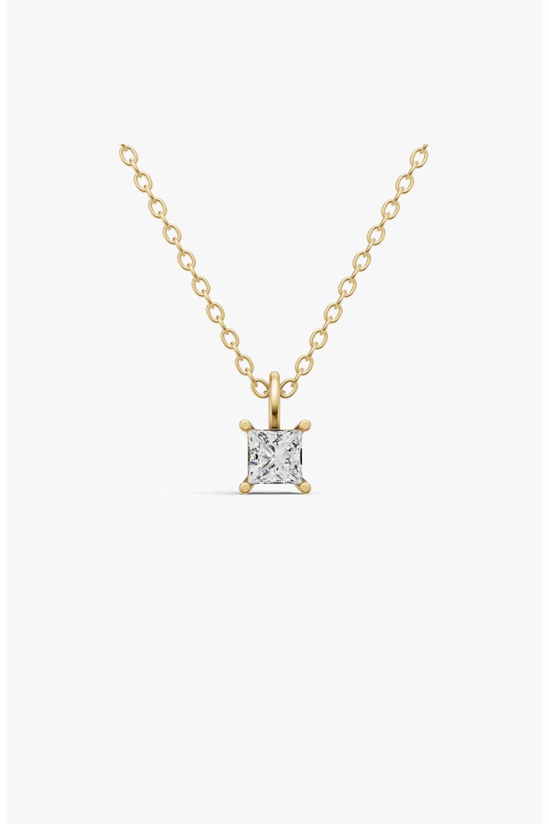 14K Gold 0.75 ct Lab Grown Princess Cut Diamond Solitaire Pendant with Bail, Main, color, Yellow Gold