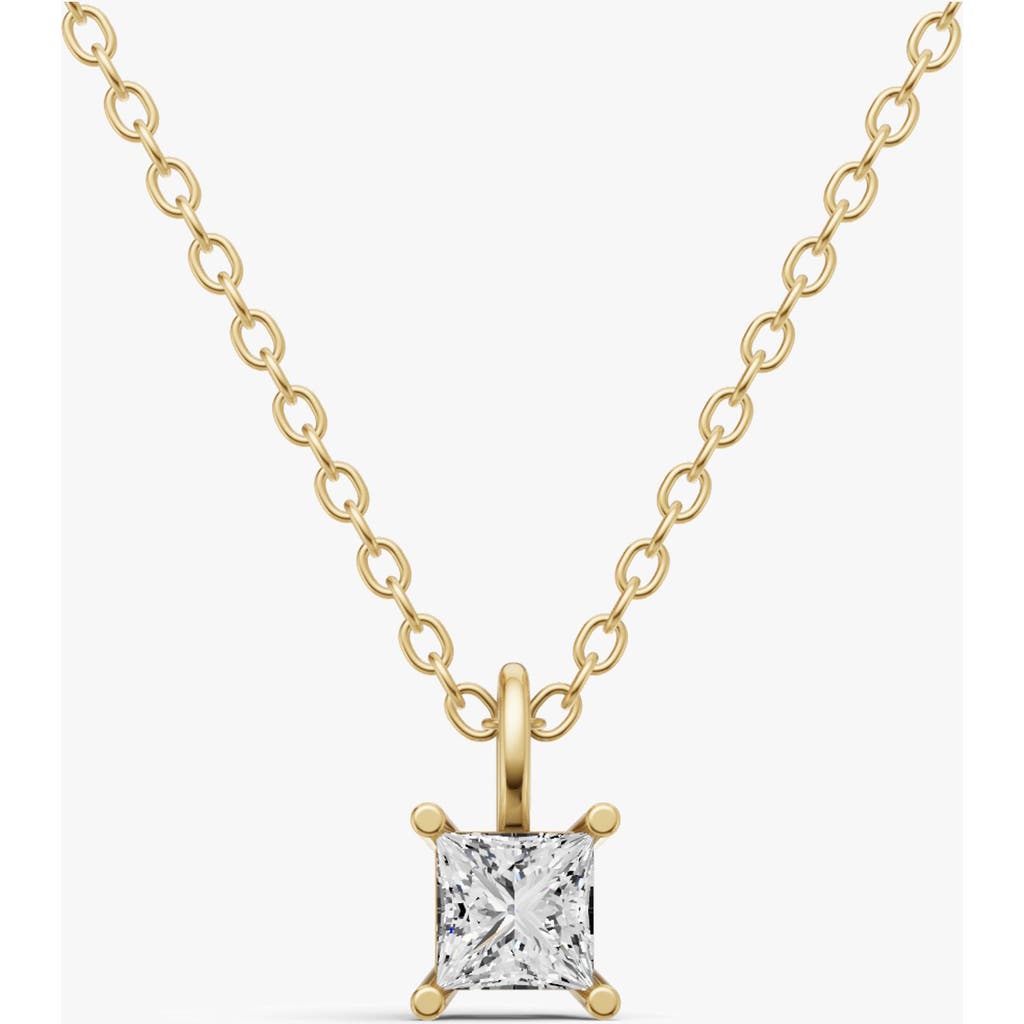 Sereia Official 14k Gold 0.25 Ct Lab Grown Princess Cut Diamond Solitaire Pendant With Bail In Yellow Gold
