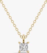 SEREIA OFFICIAL 14K Gold 0.75 ct Lab Grown Princess Cut Diamond Solitaire Pendant with Bail