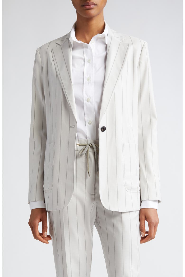Pinstripe Blazer, Main, color, IVORY