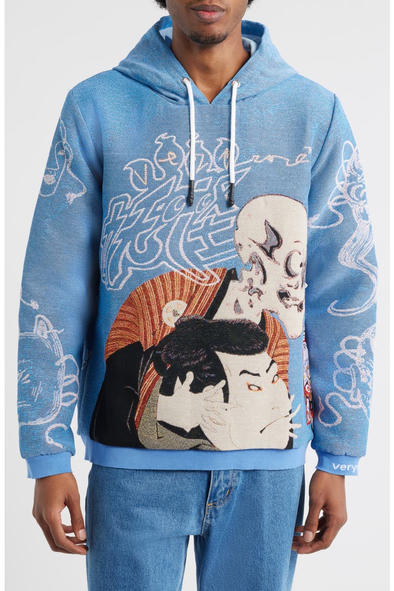 Yokai/Kabuki Hoodie, Main, color, BLUE