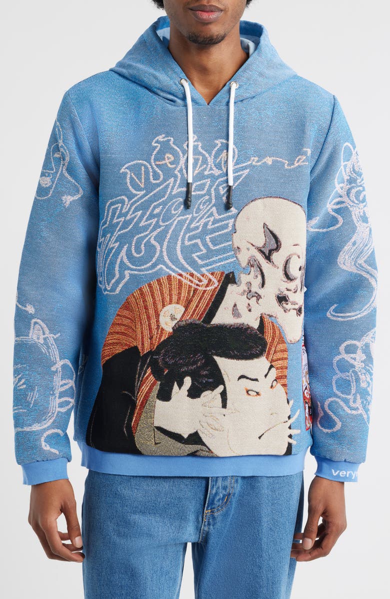 VERYRARE Yokai/Kabuki Hoodie, Main, color, Blue